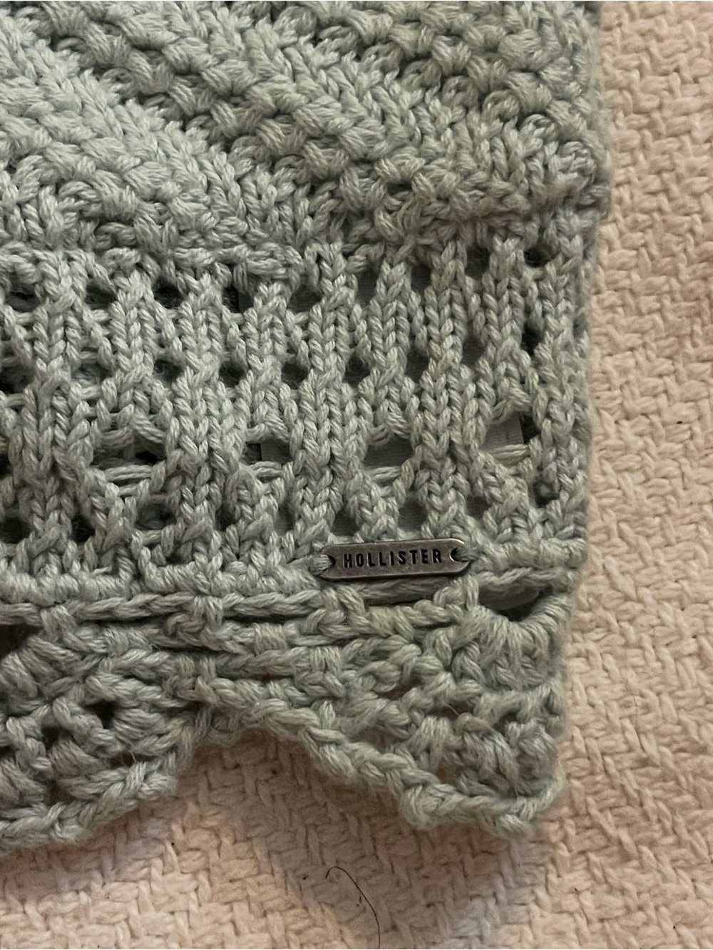 Hollister Light Green Crochet Knit Cropped Tank Top - Picture 3 of 4